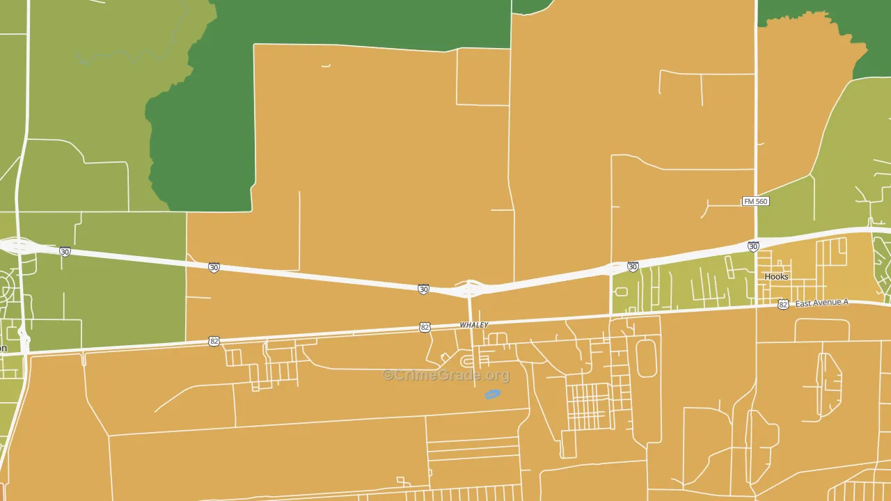 Whaley, TX Map of Murder Rates