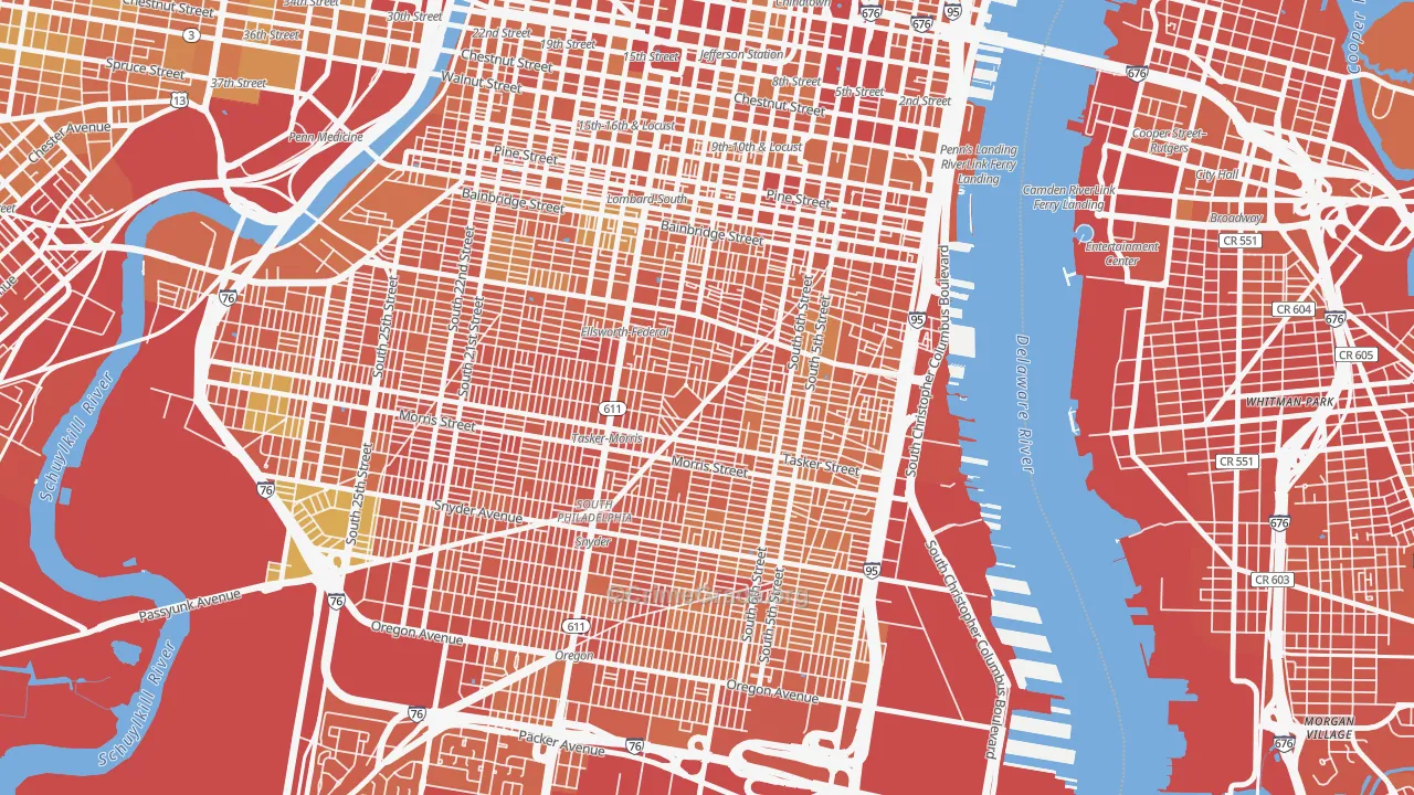 Wharton-Hawthorne-Bella Vista, Philadelphia, PA Map of Murder Rates
