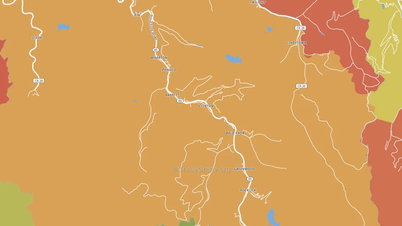 Wharton, WV Map of Murder Rates