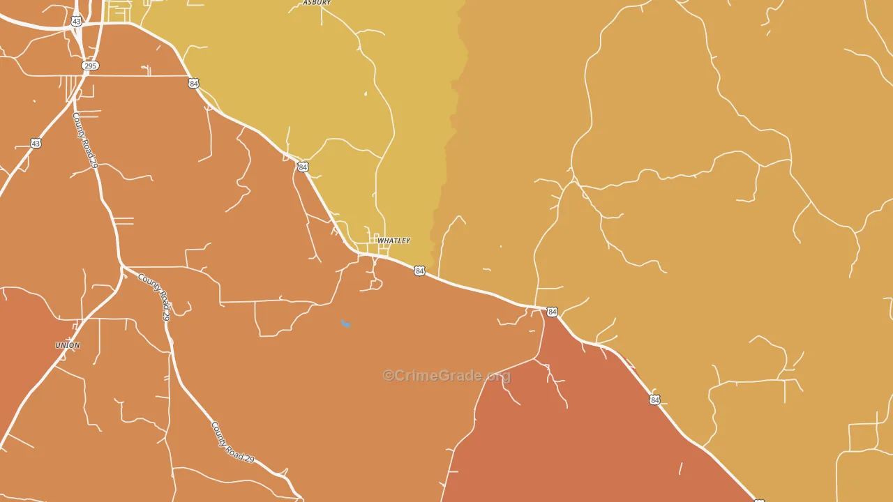 Whatley, AL Map of Murder Rates