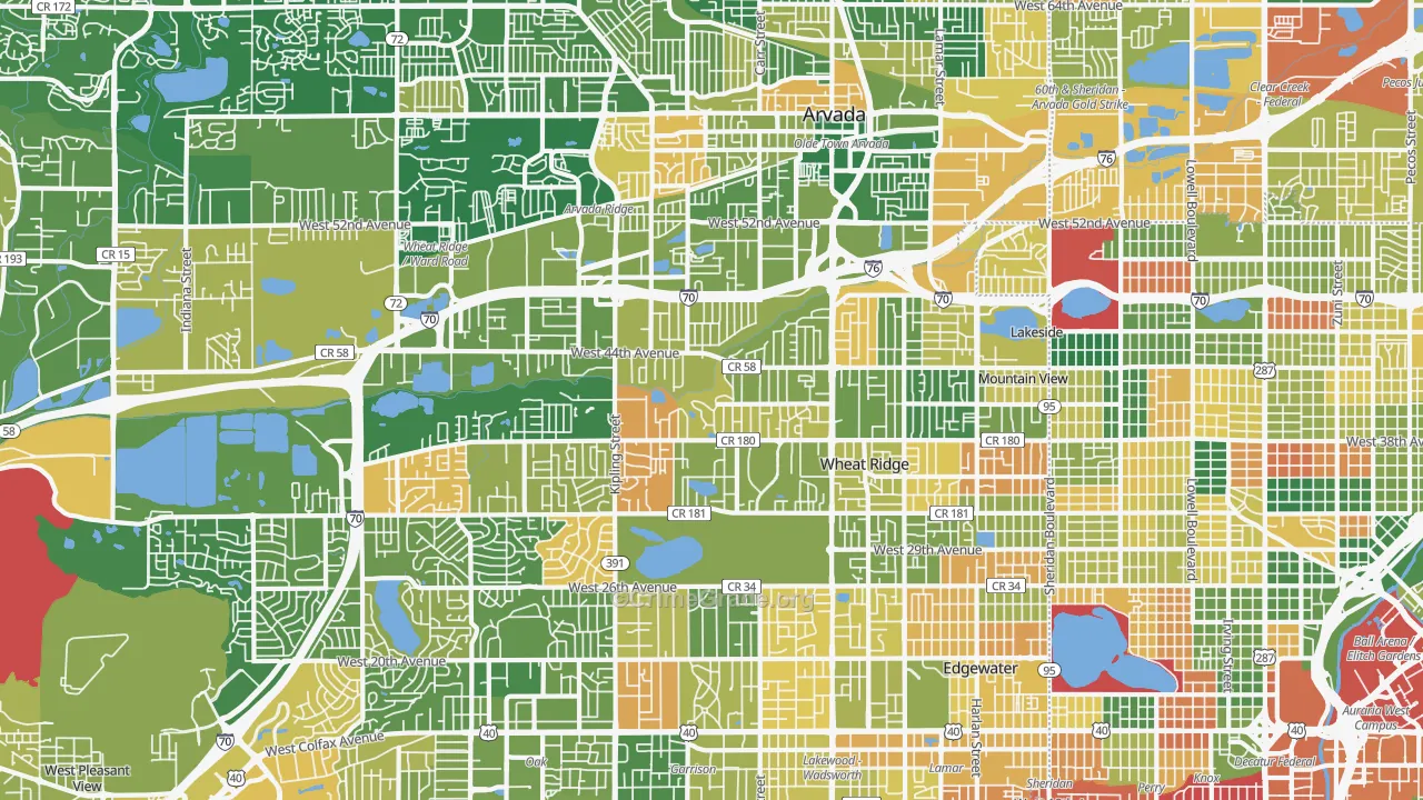 Wheat Ridge, CO Map of Murder Rates