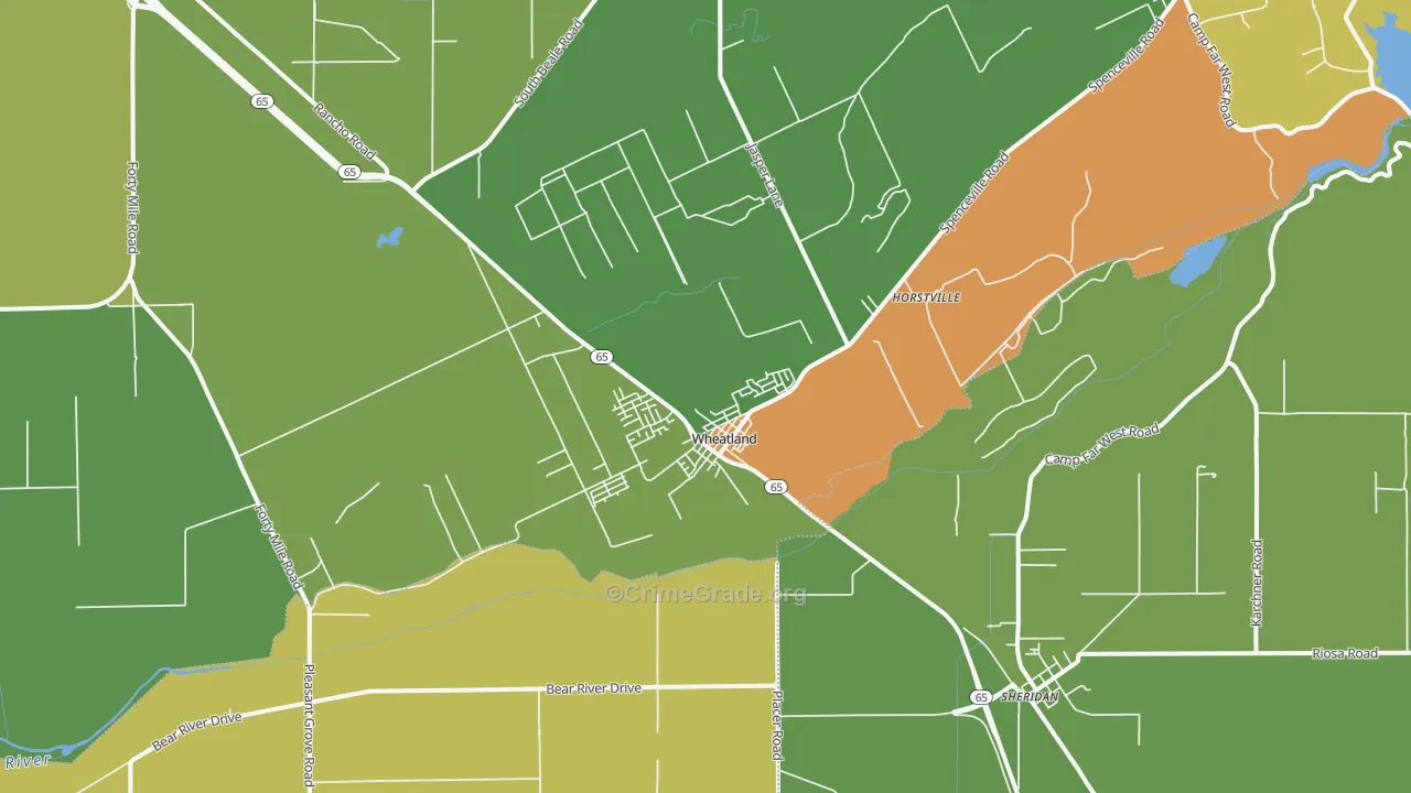 Wheatland, CA Map of Murder Rates