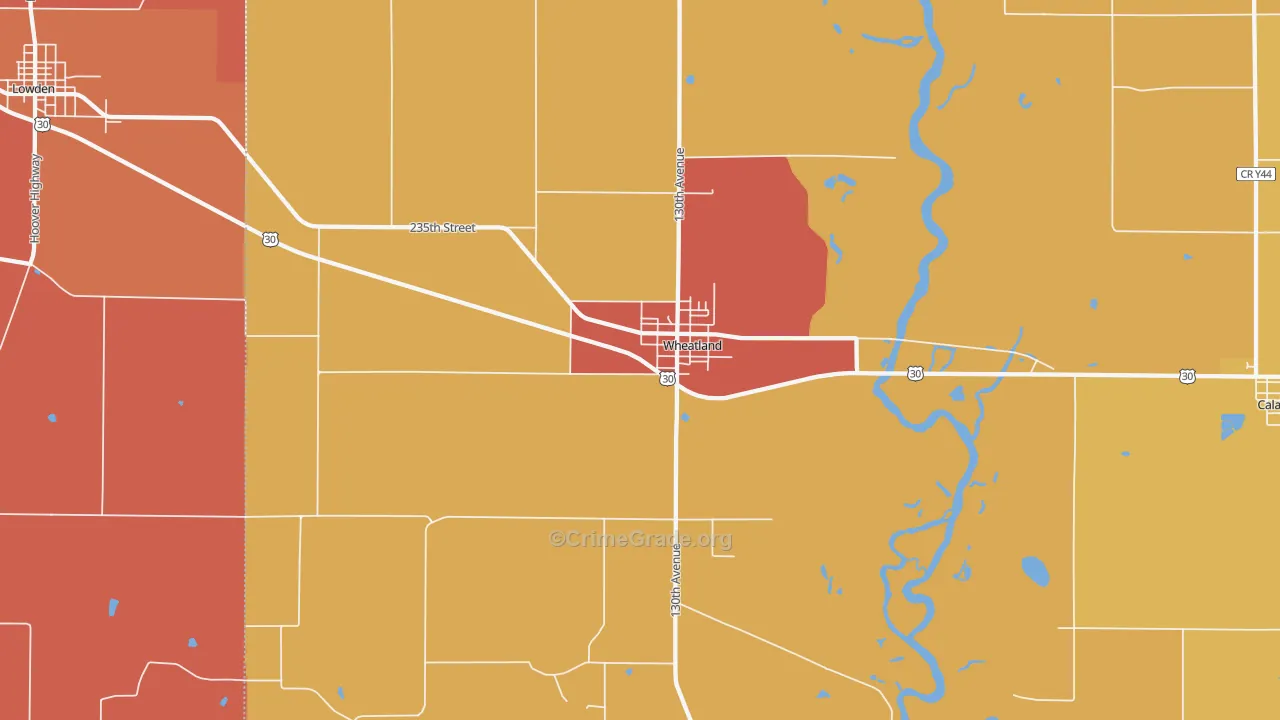 Wheatland, IA Map of Murder Rates