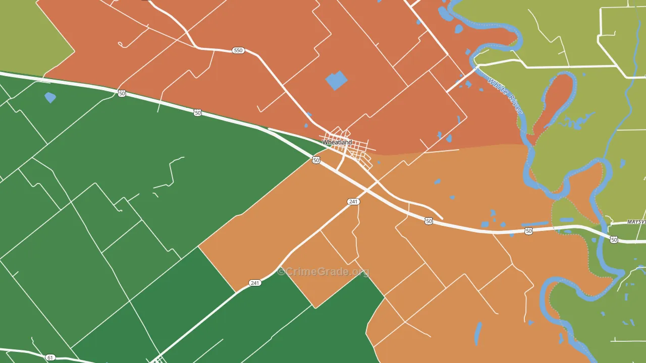 Wheatland, IN Map of Murder Rates