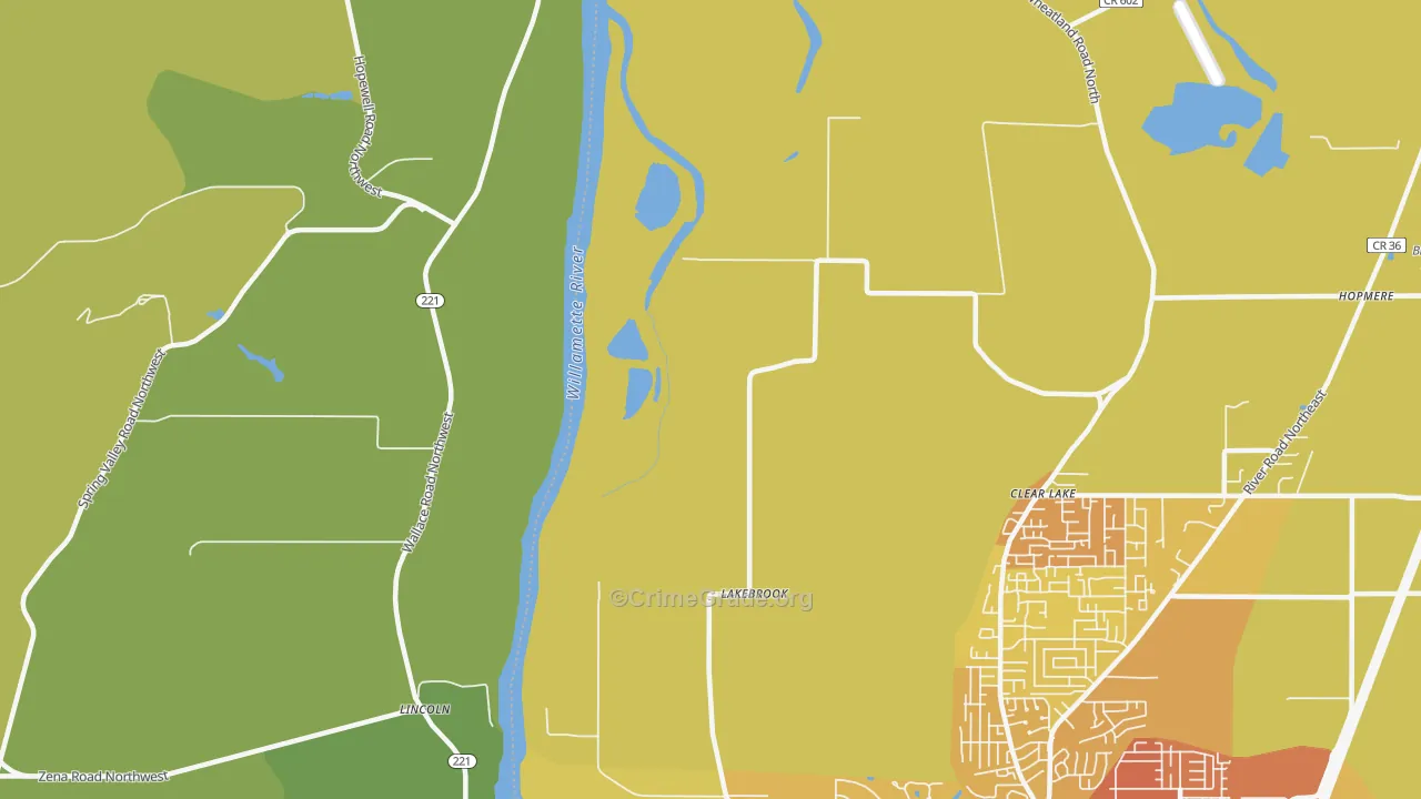 Wheatland, OR Map of Murder Rates