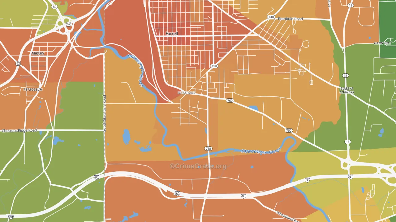 Wheatland, PA Map of Murder Rates