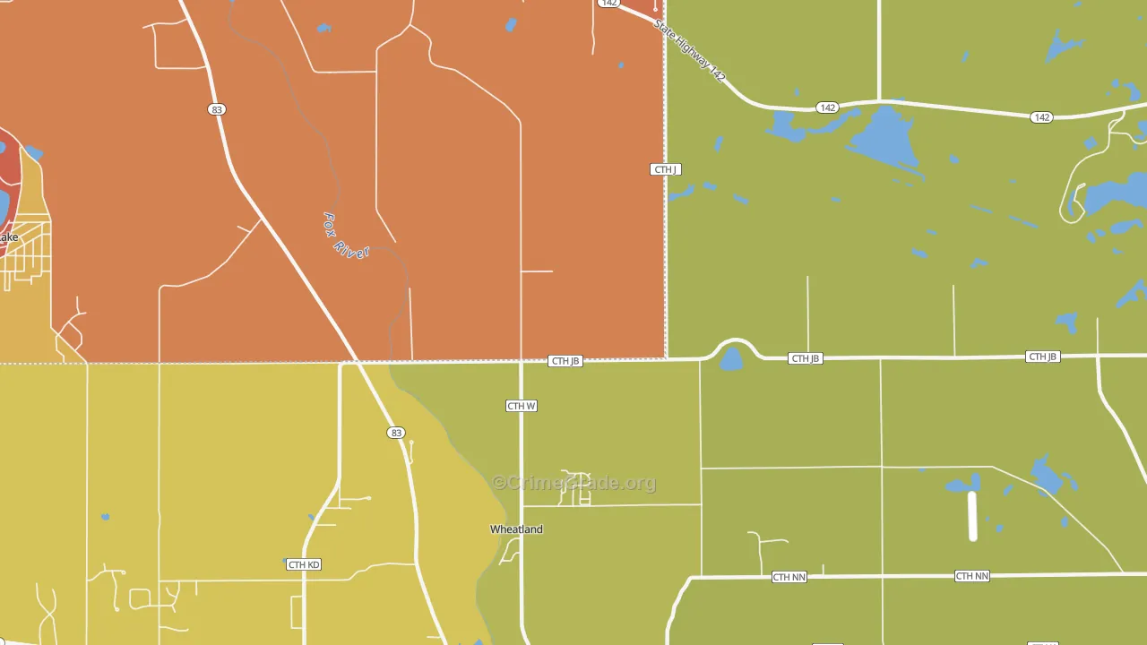 Wheatland, WI Map of Murder Rates