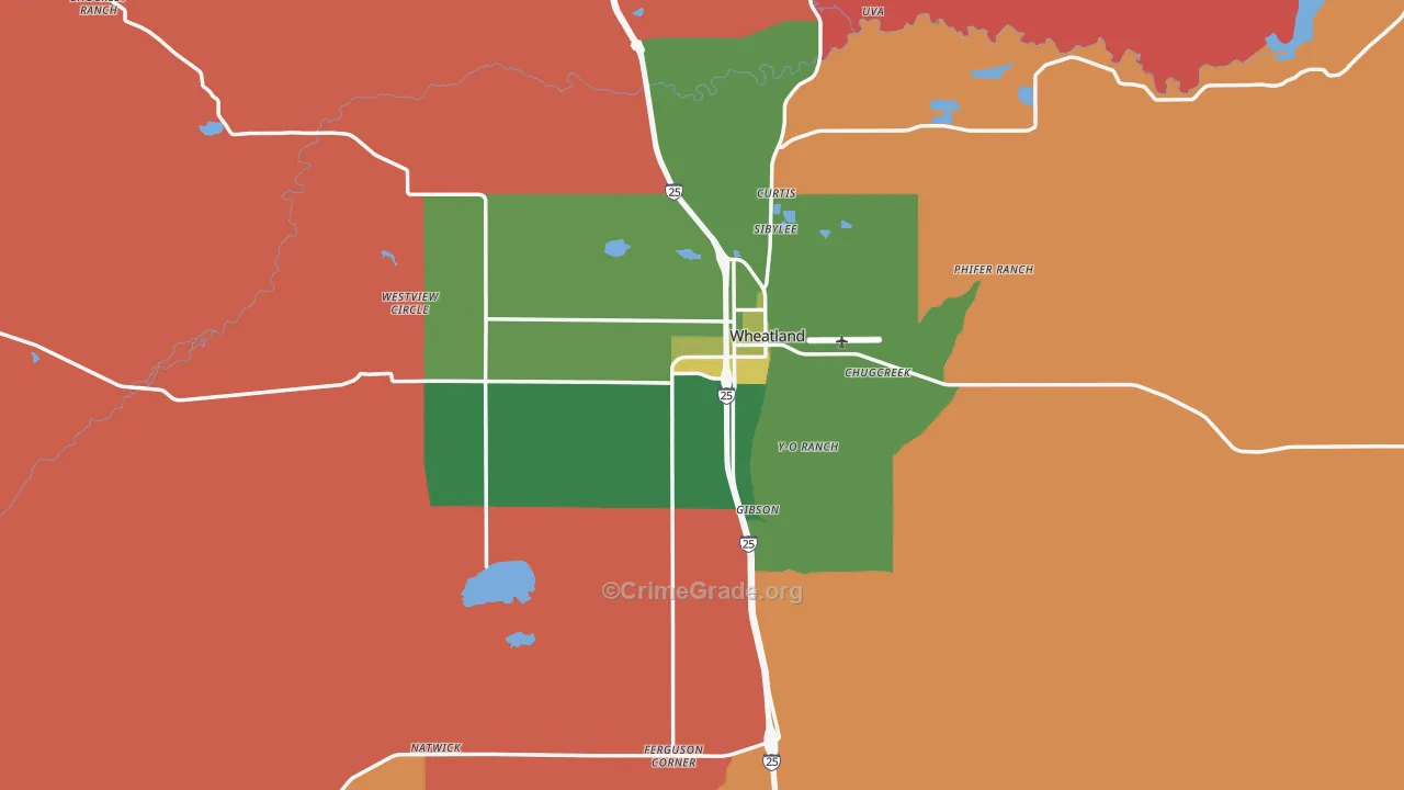 Wheatland, WY Map of Murder Rates