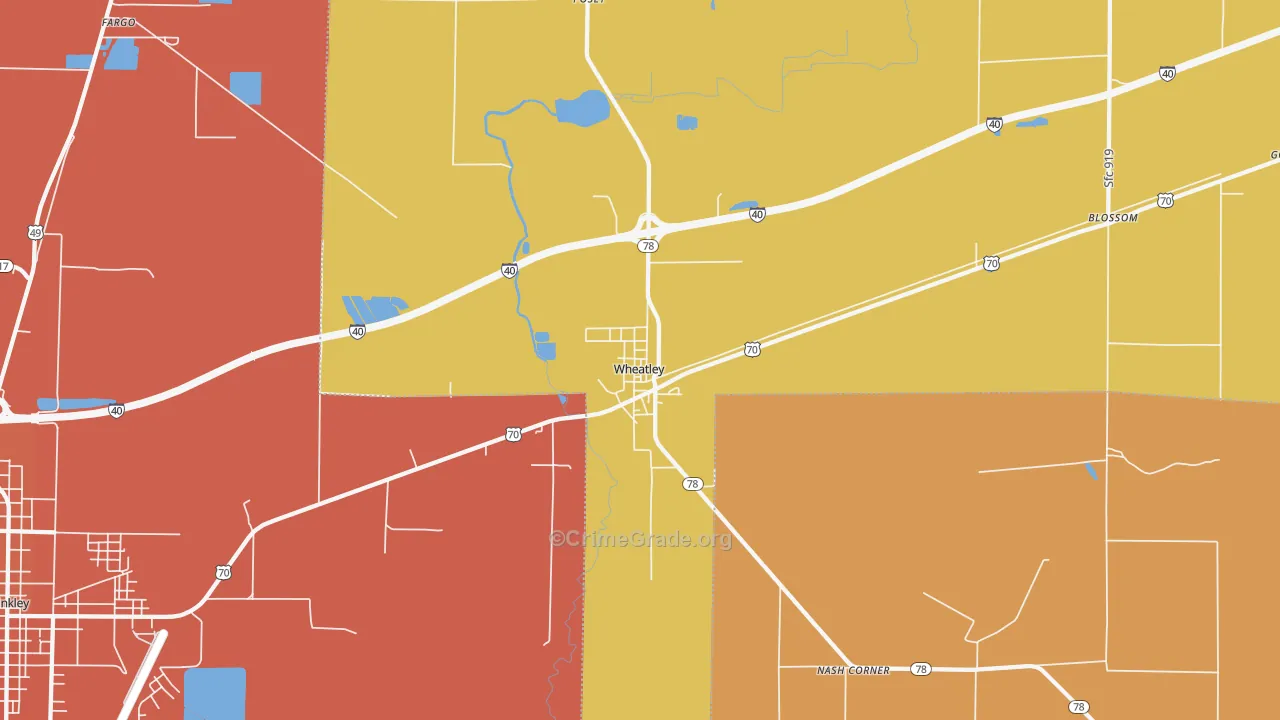 Wheatley, AR Map of Murder Rates