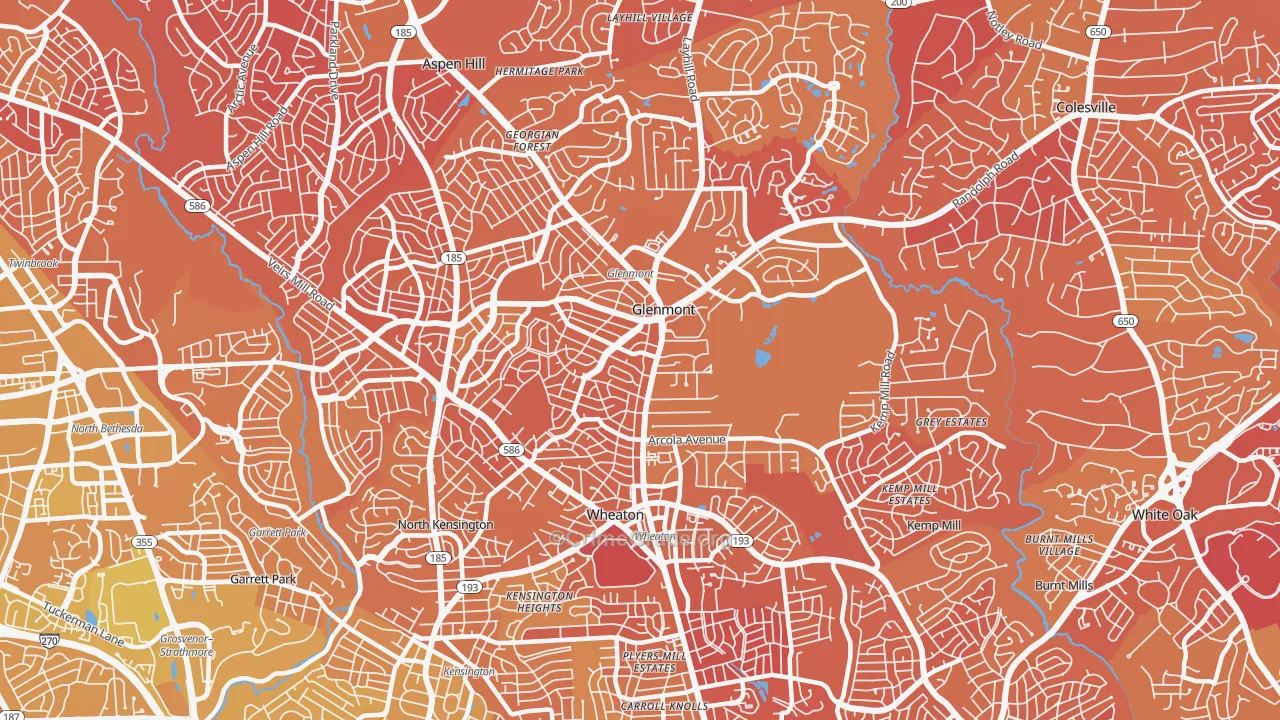 Wheaton-Glenmont, Wheaton, MD Map of Murder Rates