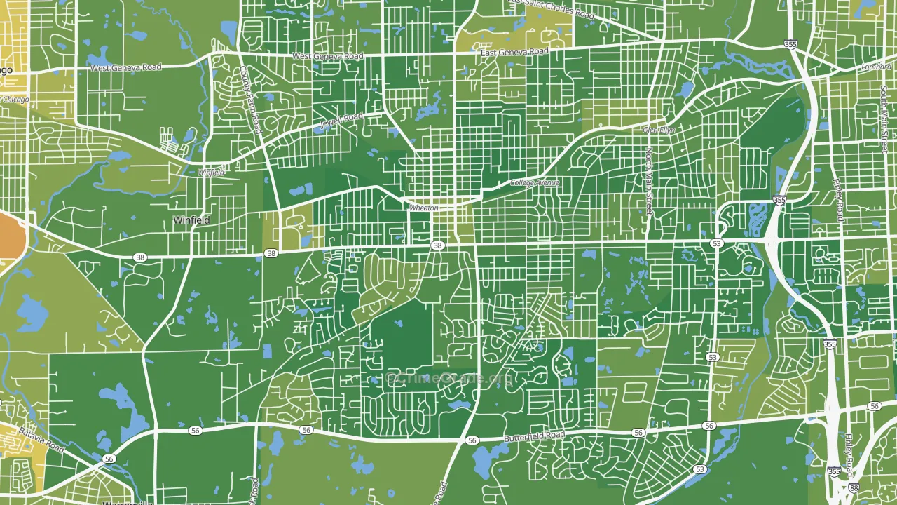 Wheaton, IL Map of Murder Rates