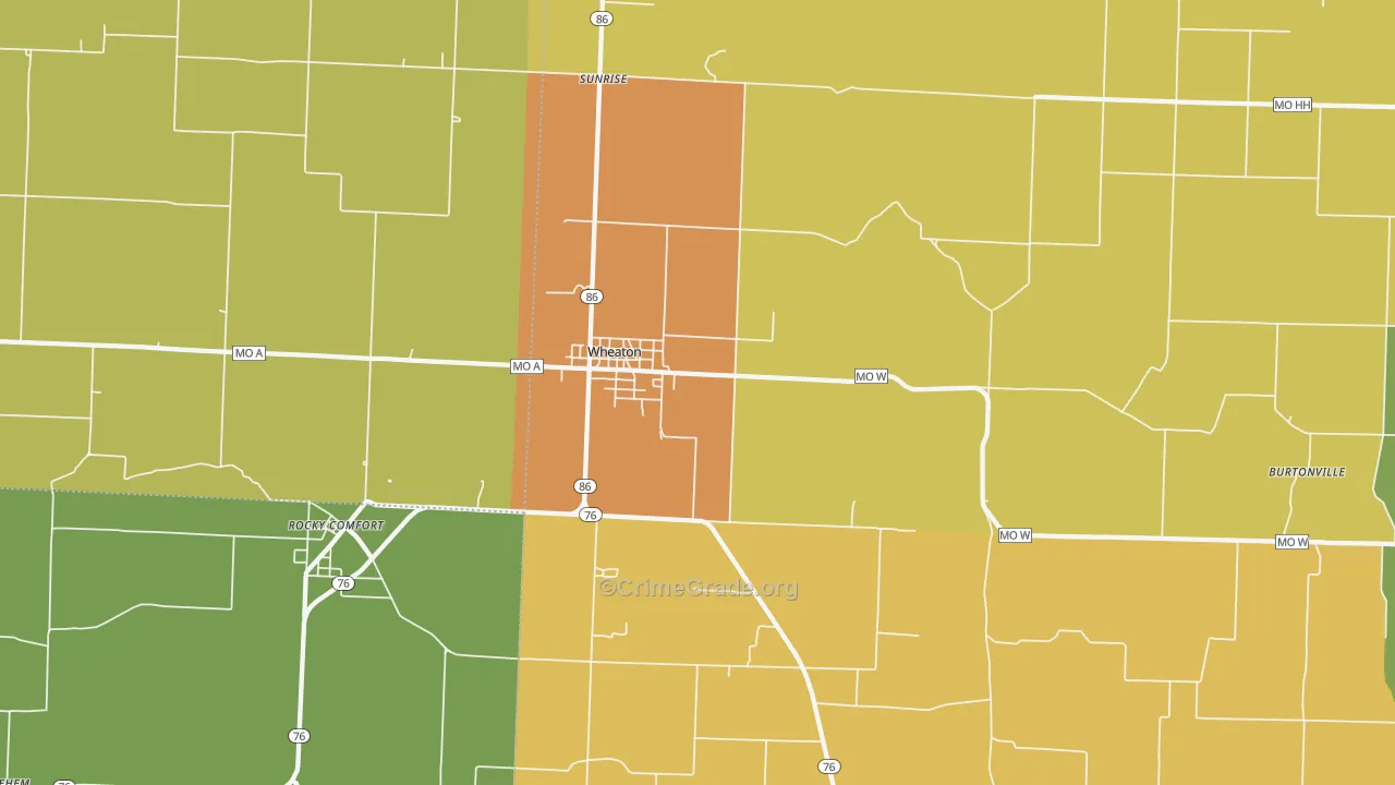 Wheaton, MO Map of Murder Rates
