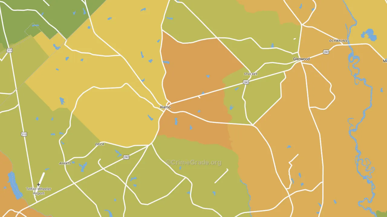 Wheeler County, GA Map of Murder Rates