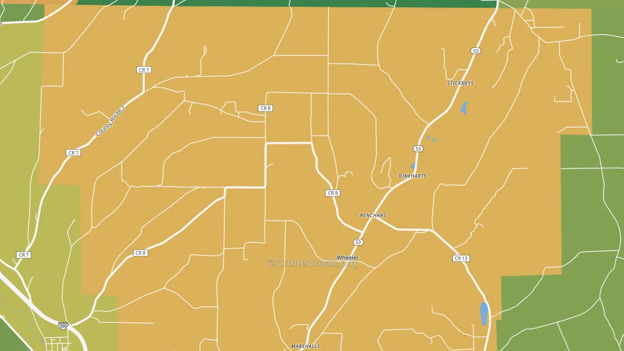 Wheeler, NY Map of Murder Rates