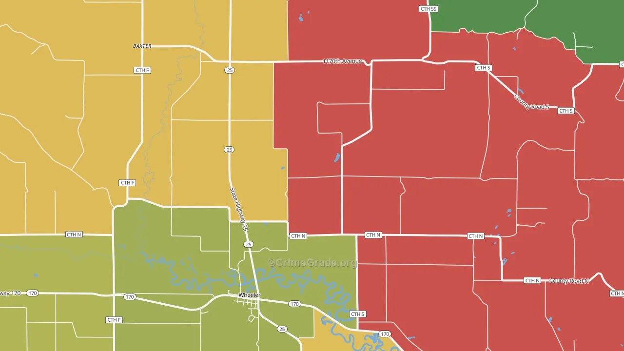 Wheeler, WI Map of Murder Rates