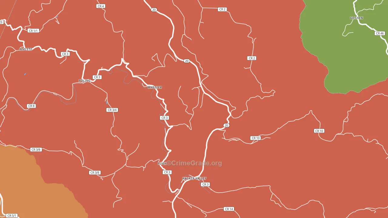 Wheeler, WV Map of Murder Rates