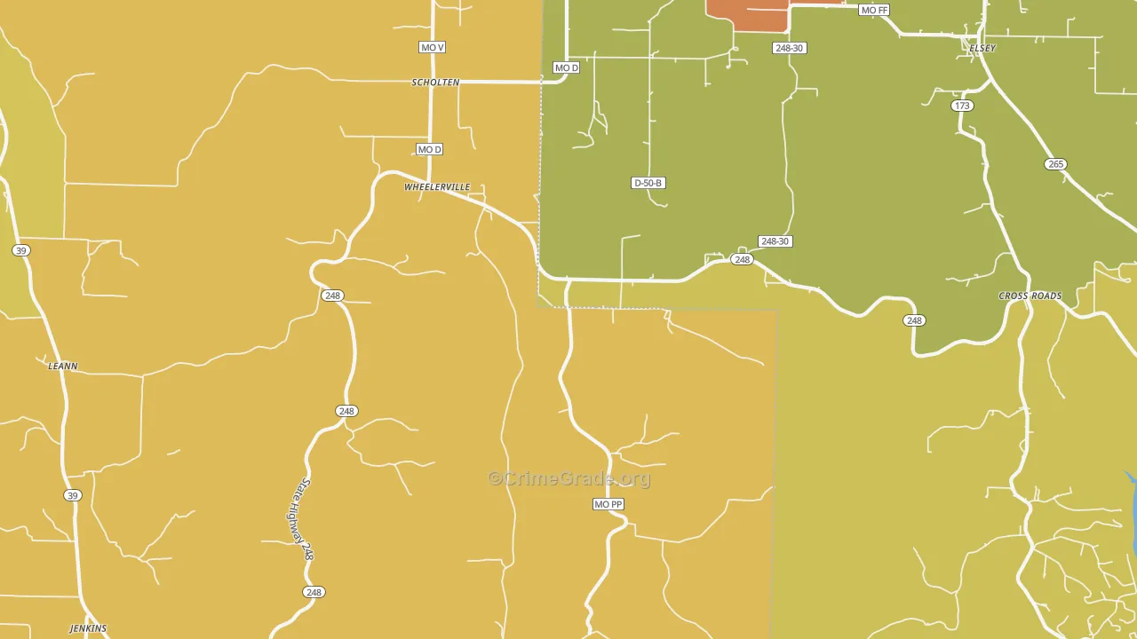 Wheelerville, MO Map of Murder Rates