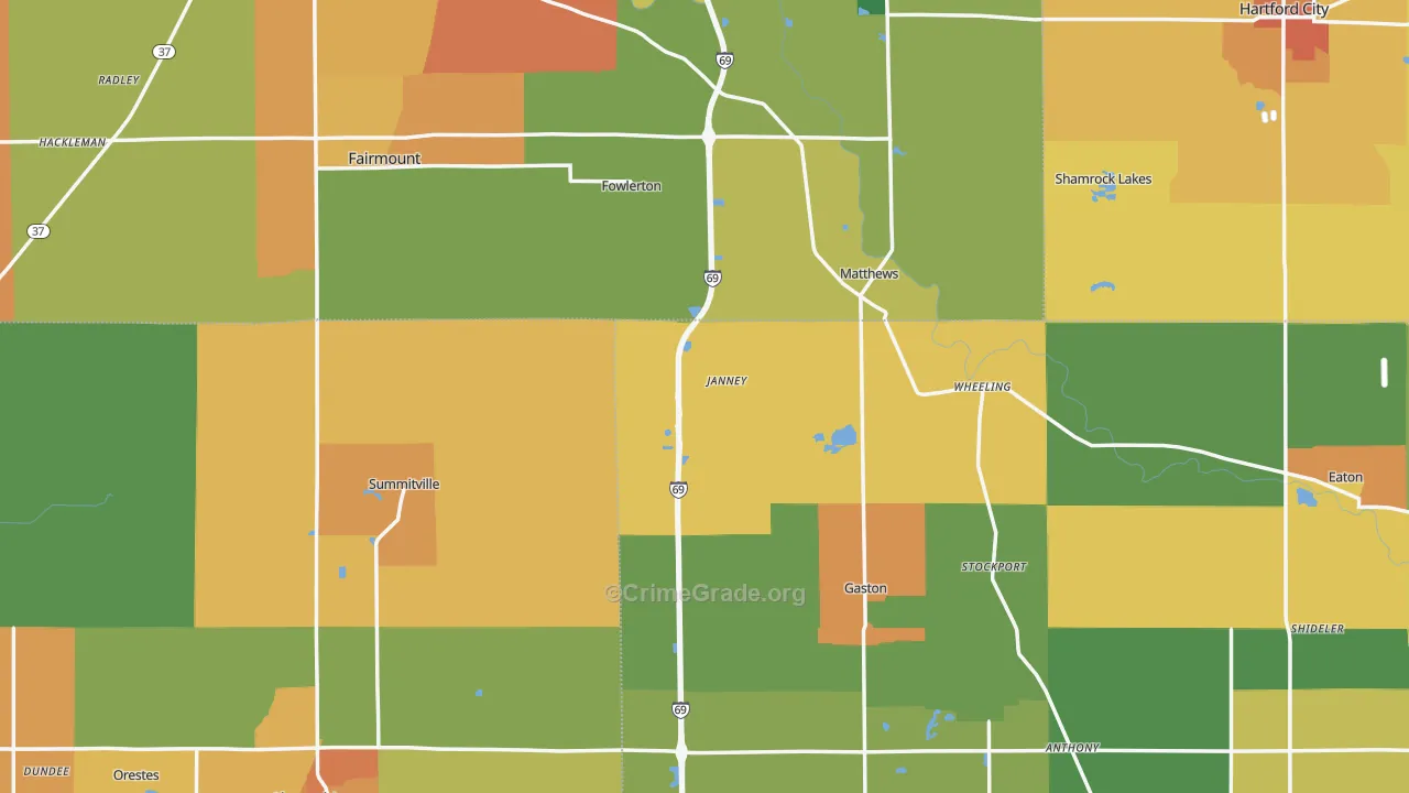 Wheeling, IN Map of Murder Rates