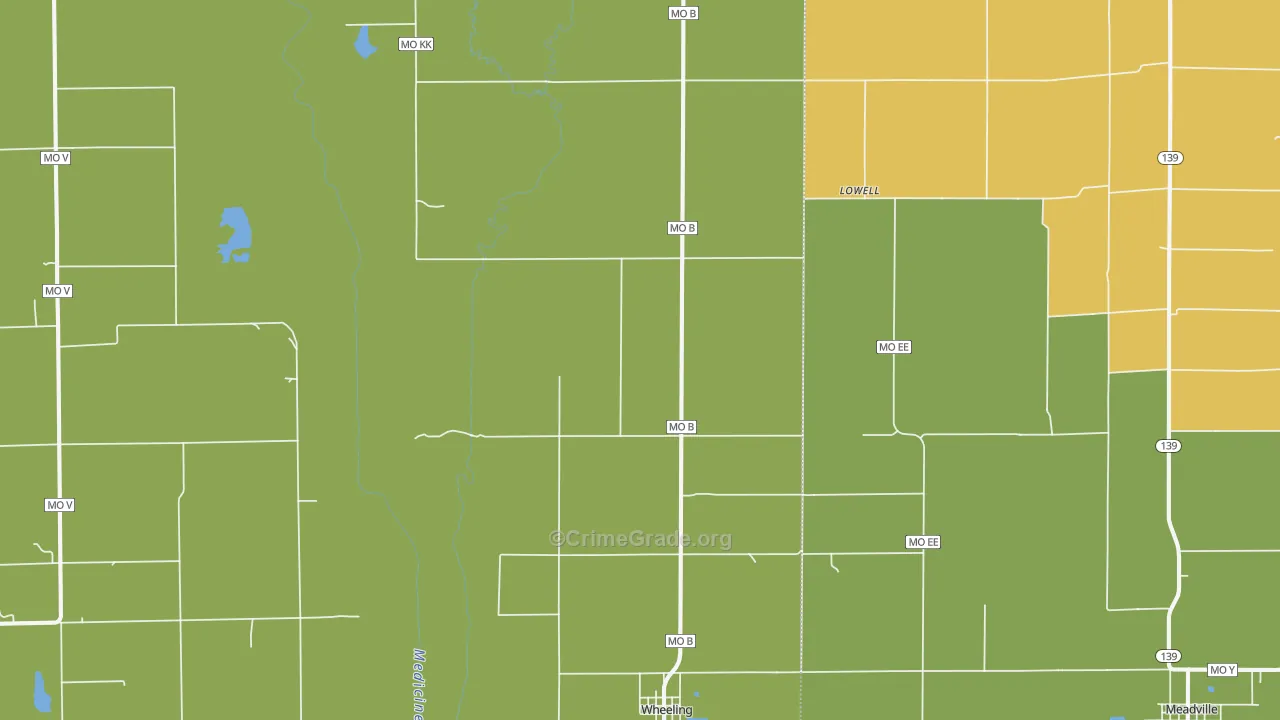 Wheeling, MO Map of Murder Rates