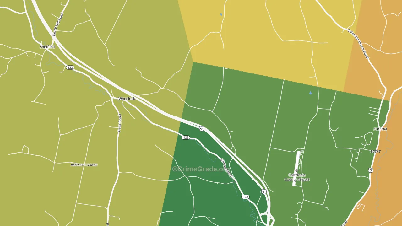 Wheelock, VT Map of Murder Rates