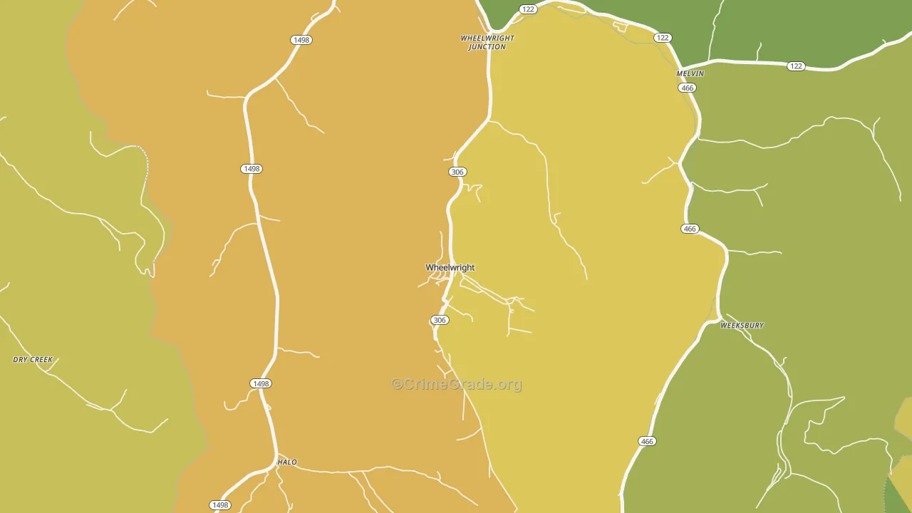 Wheelwright, KY Map of Murder Rates