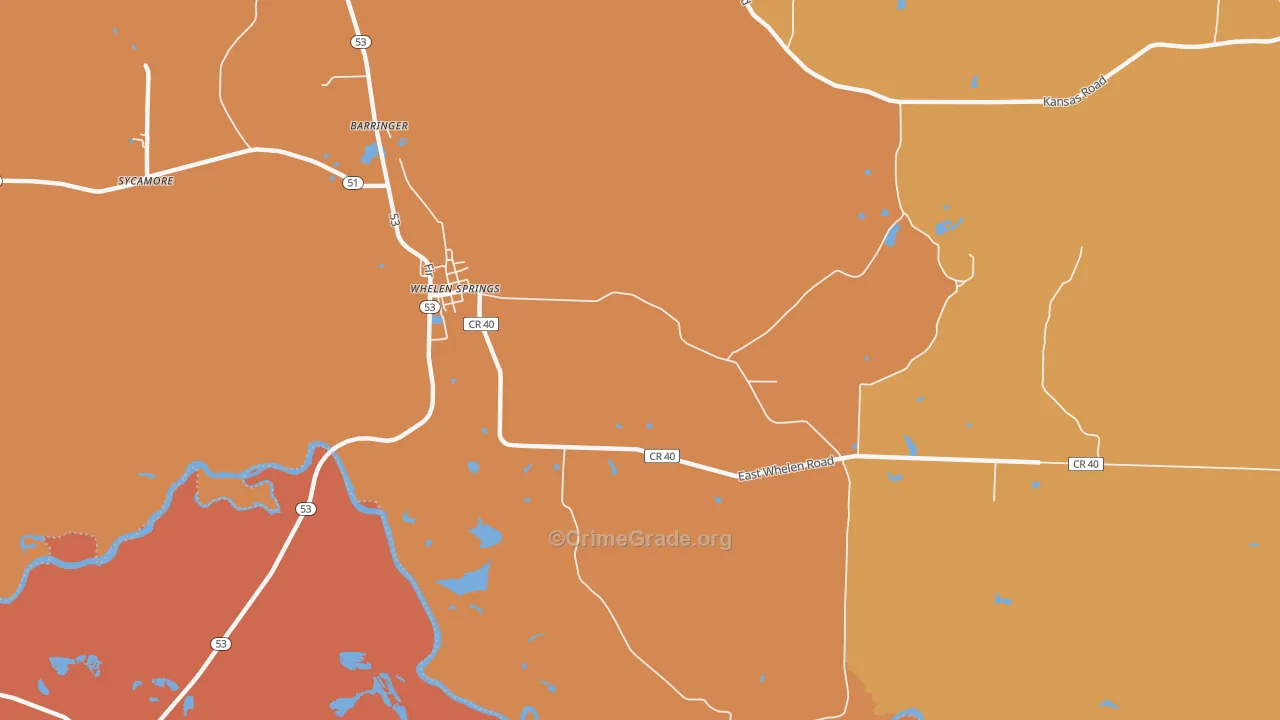Whelen Springs, AR Map of Murder Rates