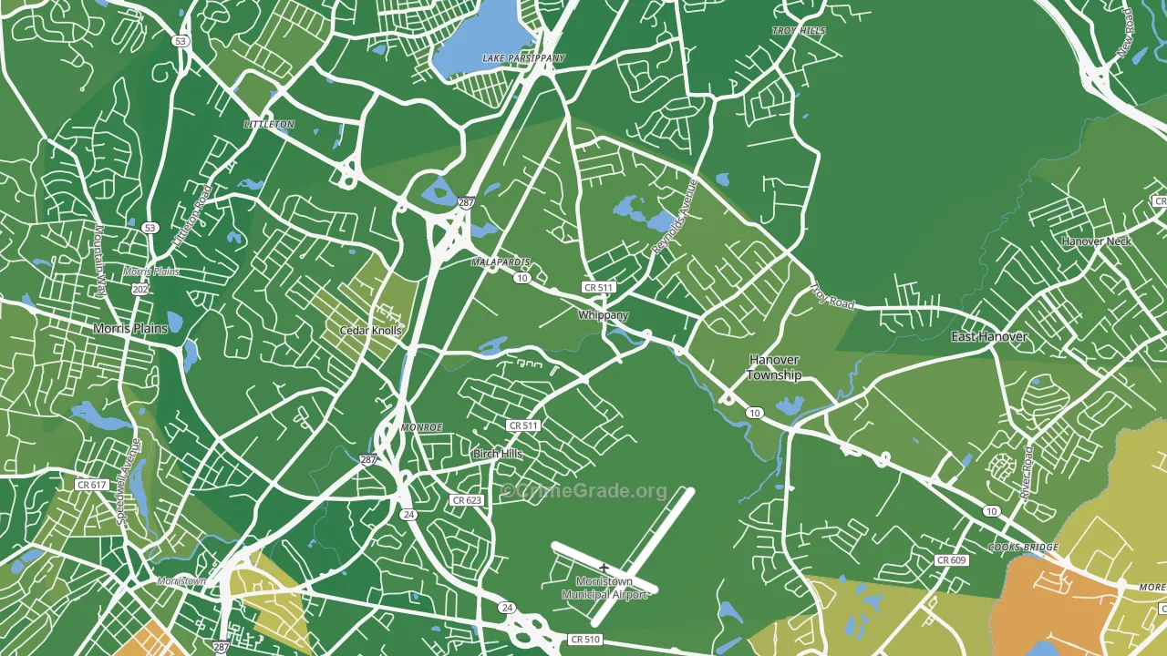 Whippany, NJ Map of Murder Rates