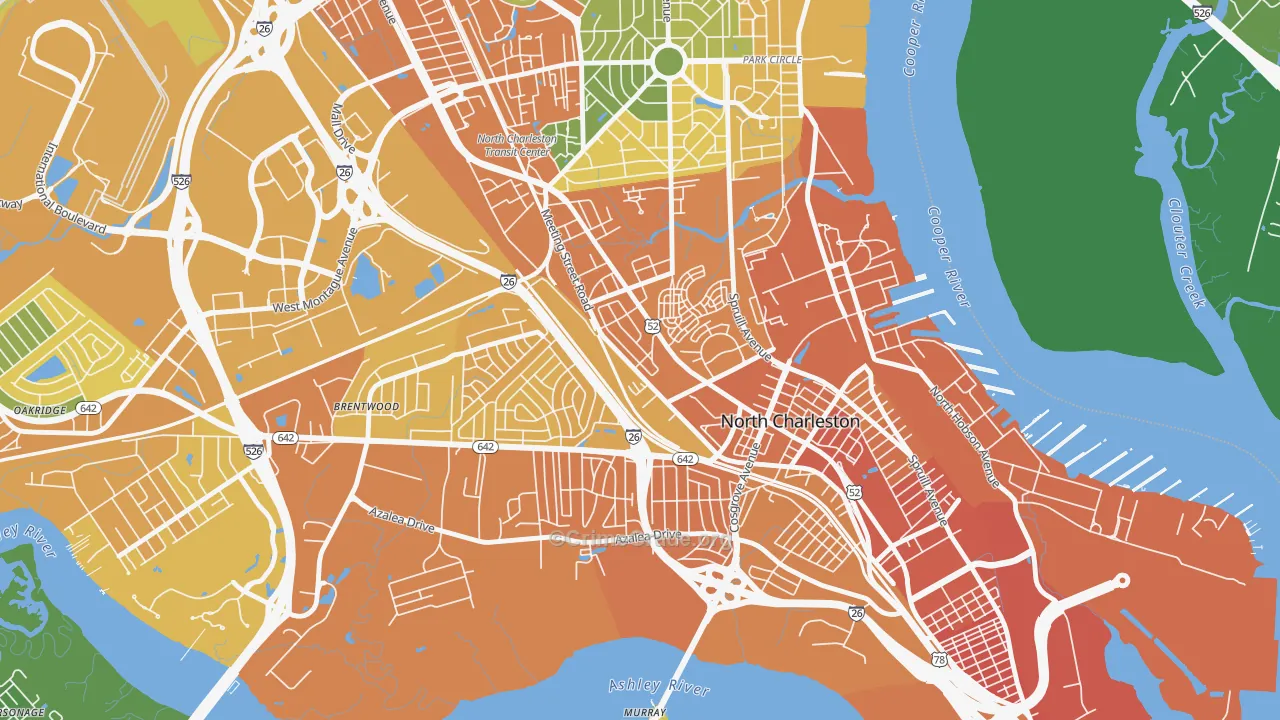 Whipper Barnoy, North Charleston, SC Map of Murder Rates