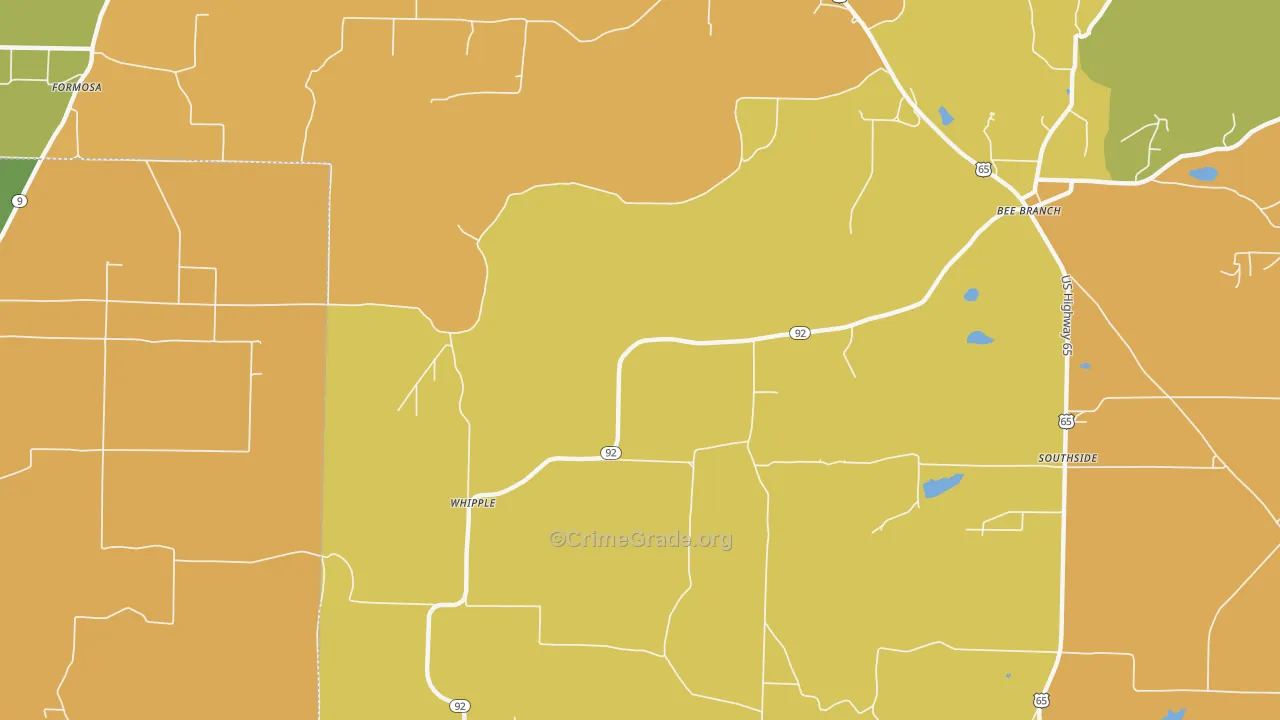 Whipple, AR Map of Murder Rates