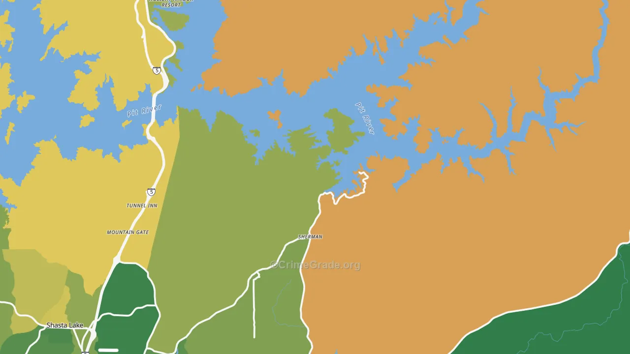 Whiskeytown, CA Map of Murder Rates