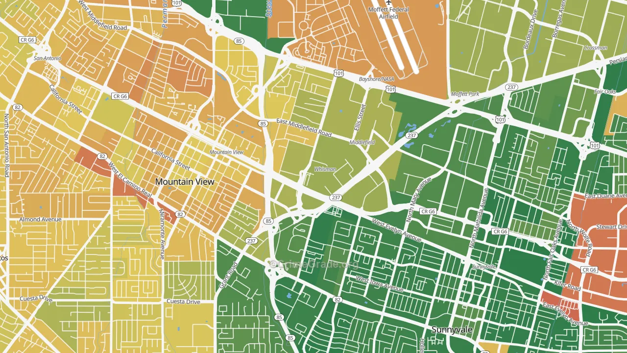 Whisman Station, Mountain View, CA Map of Murder Rates
