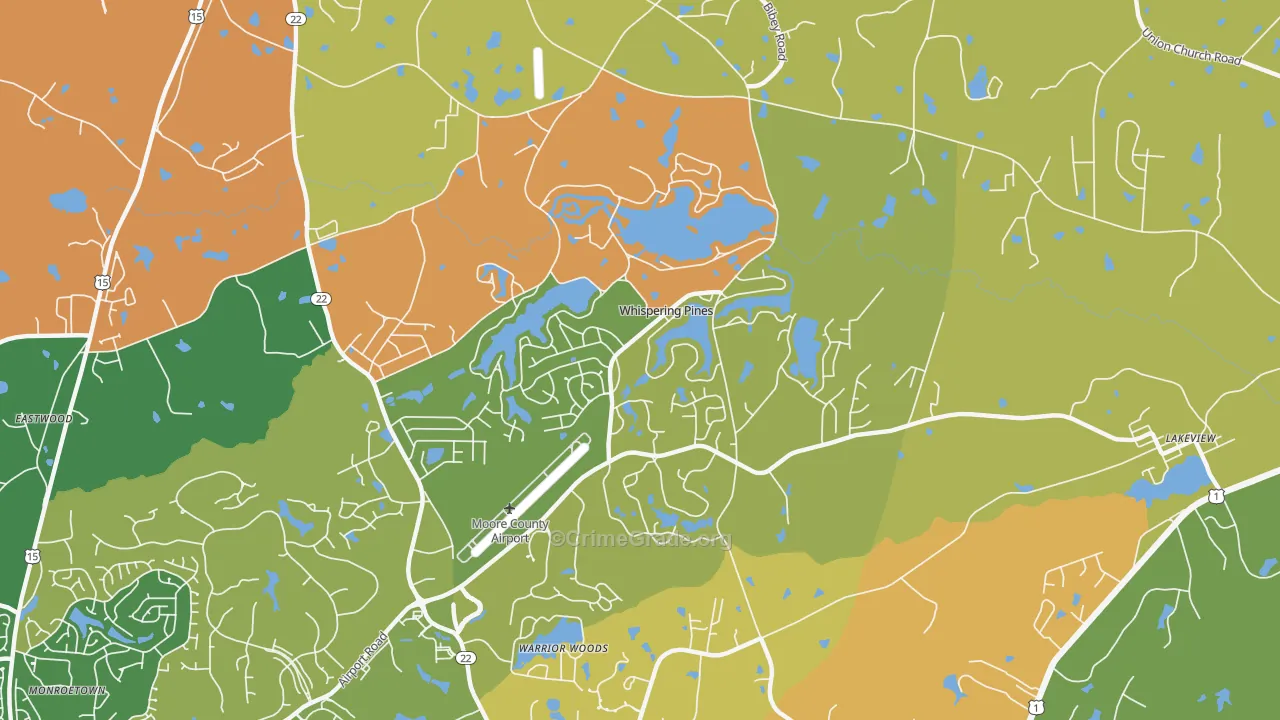 Whispering Pines, NC Map of Murder Rates