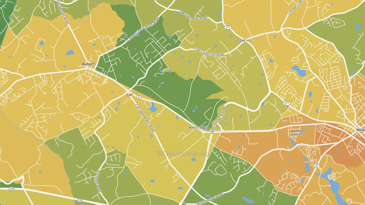 Whistleville, GA Map of Murder Rates
