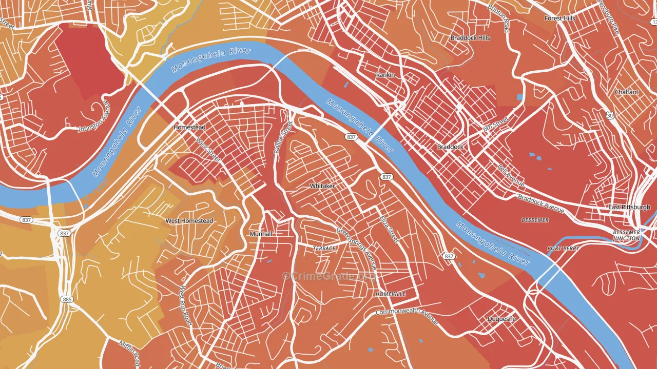 Whitaker, PA Map of Murder Rates