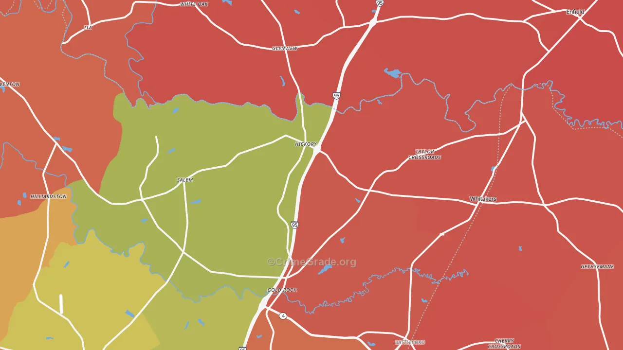 Whitakers, NC Map of Murder Rates