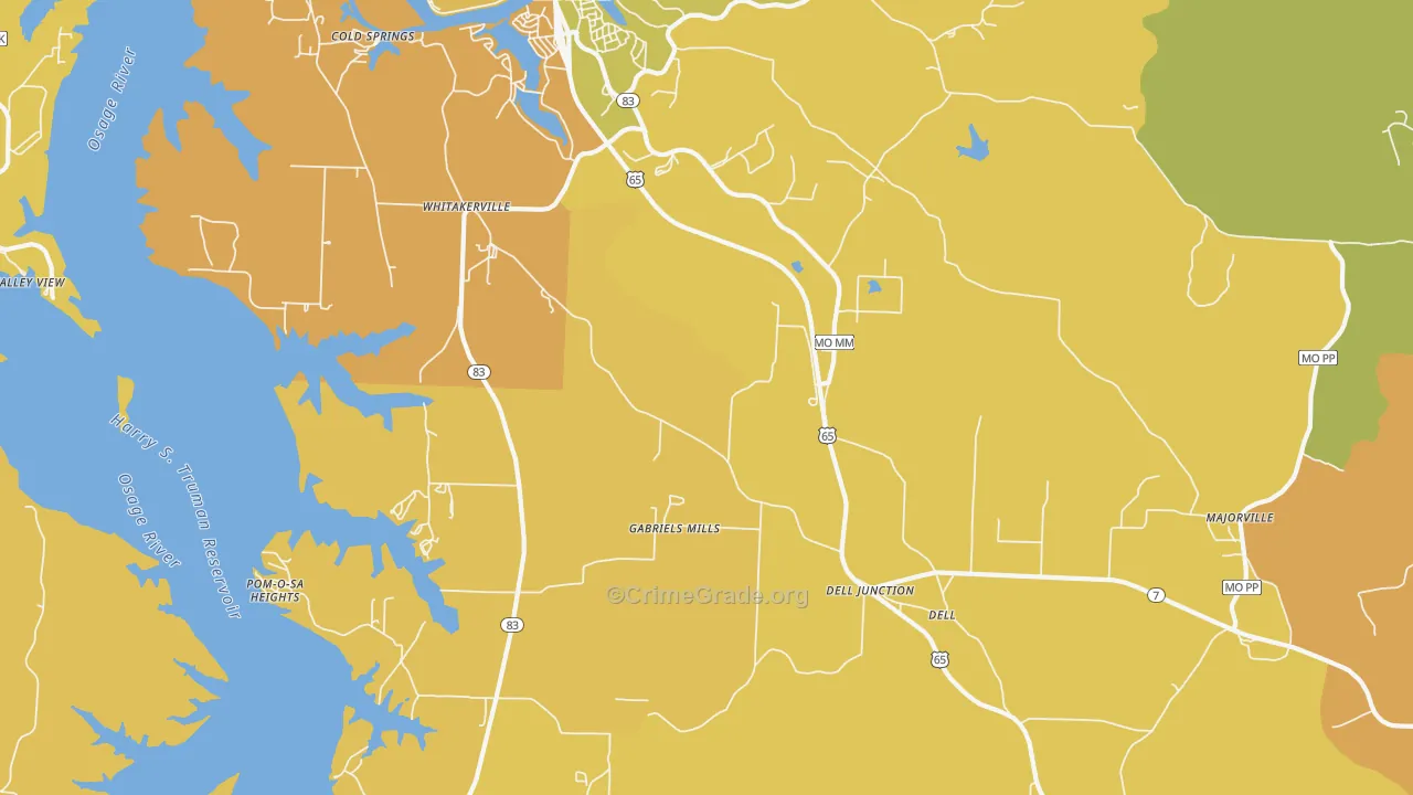 Whitakerville, MO Map of Murder Rates