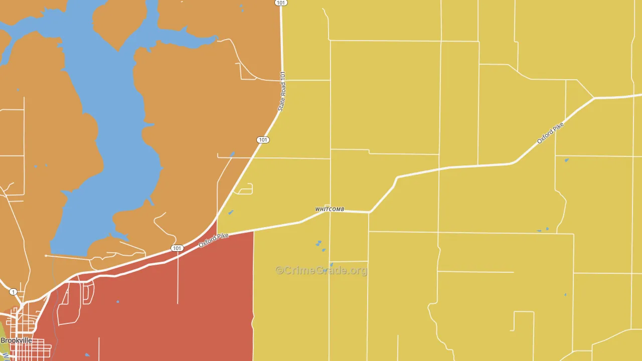 Whitcomb, IN Map of Murder Rates