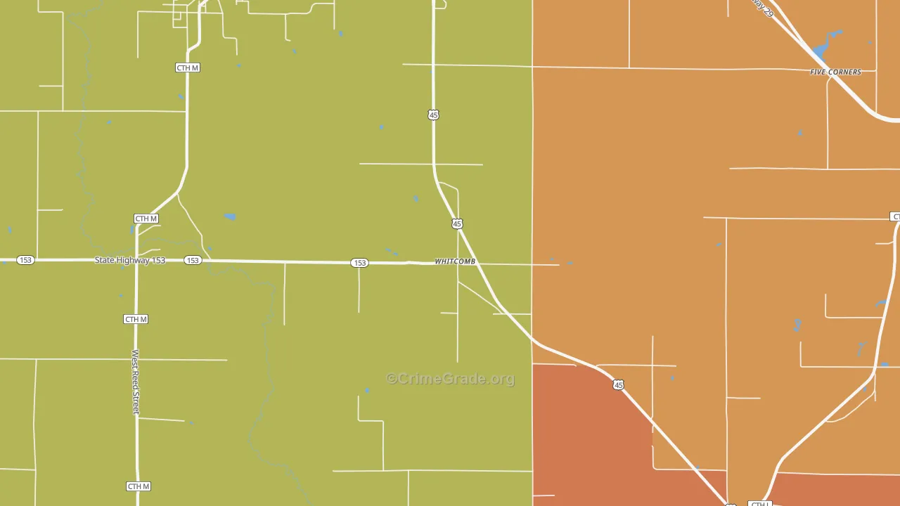 Whitcomb, WI Map of Murder Rates