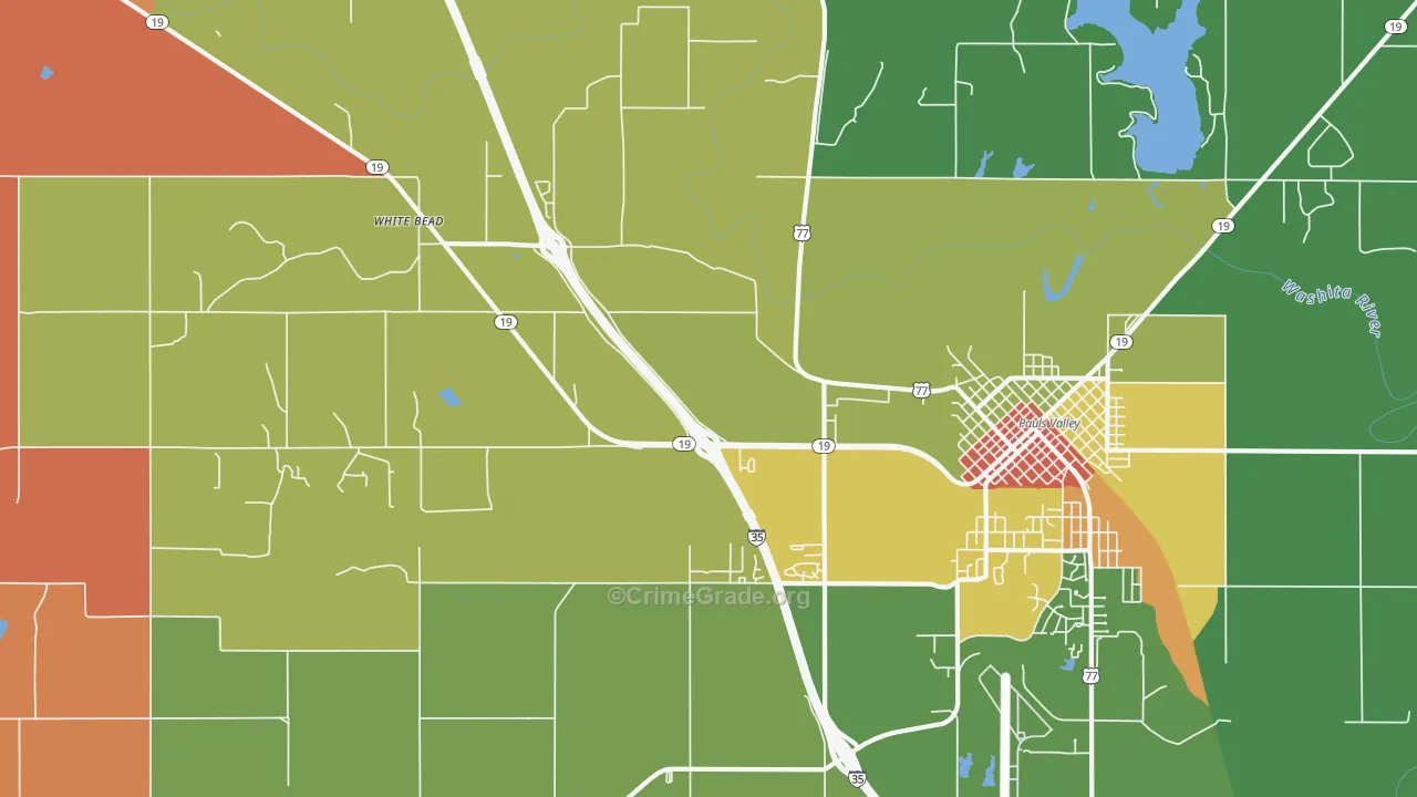 White Bead, OK Map of Murder Rates