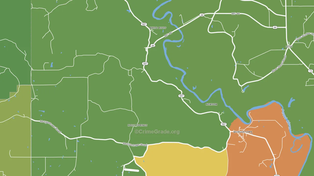White Bluff, MS Map of Murder Rates