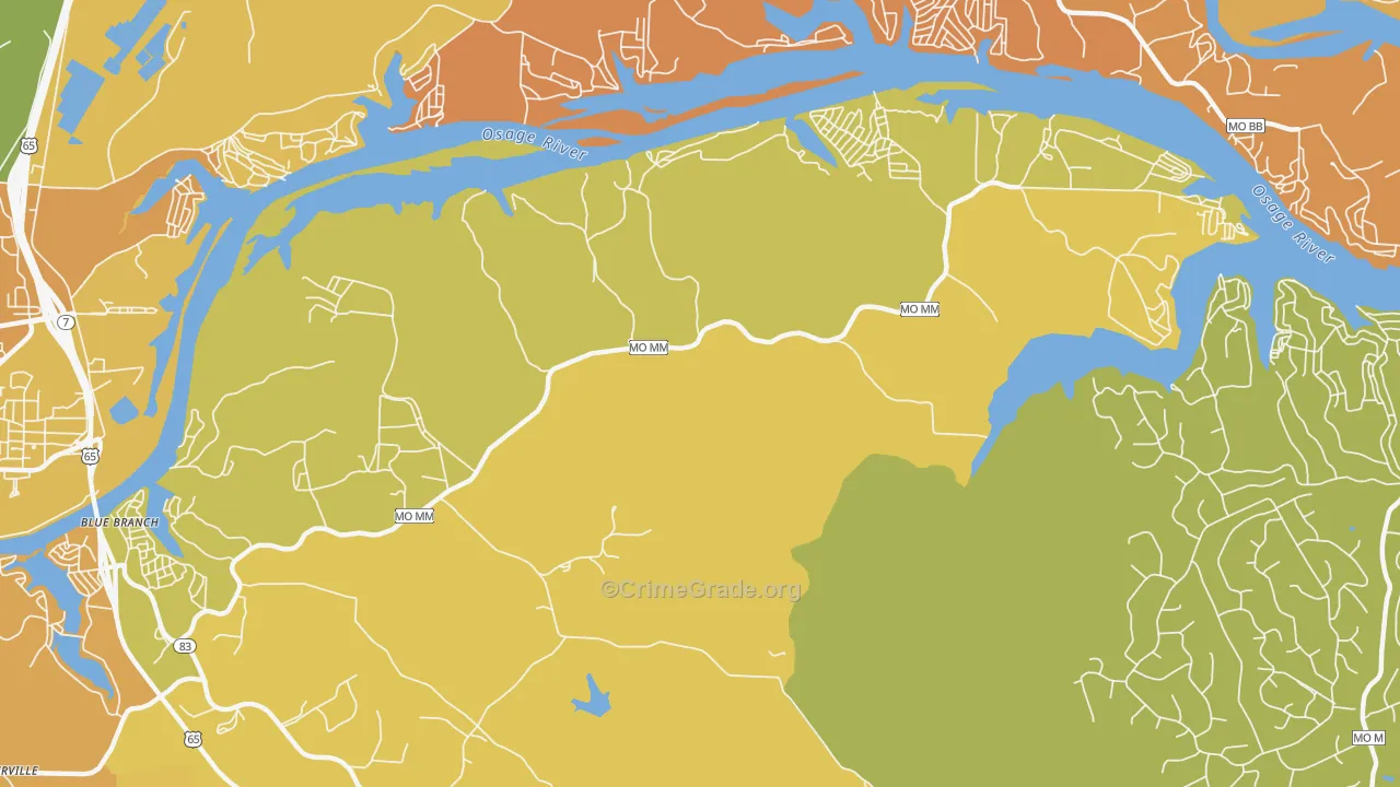 White Branch, MO Map of Murder Rates