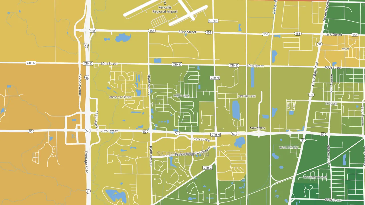 White Caps, Kenosha, WI Map of Murder Rates
