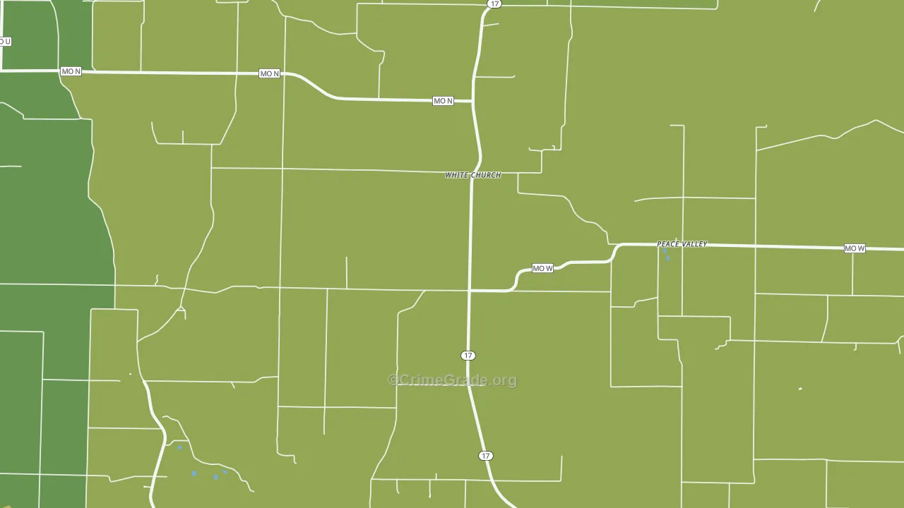 White Church, MO Map of Murder Rates