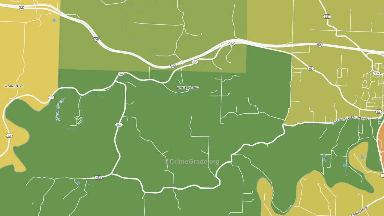 White Cloud, IN Map of Murder Rates