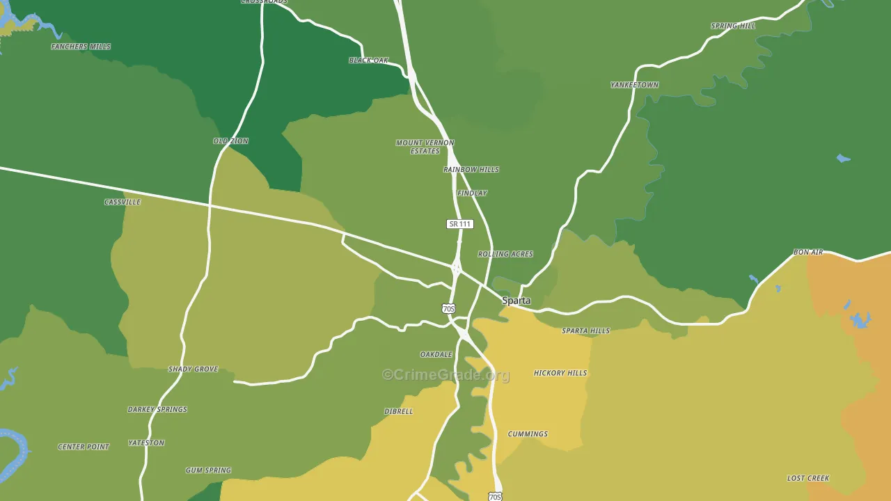 White County, TN Map of Murder Rates