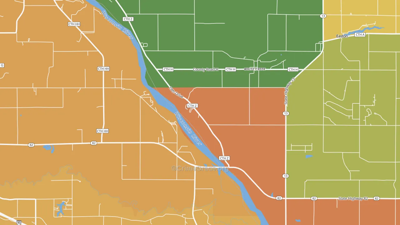 White Creek, WI Map of Murder Rates