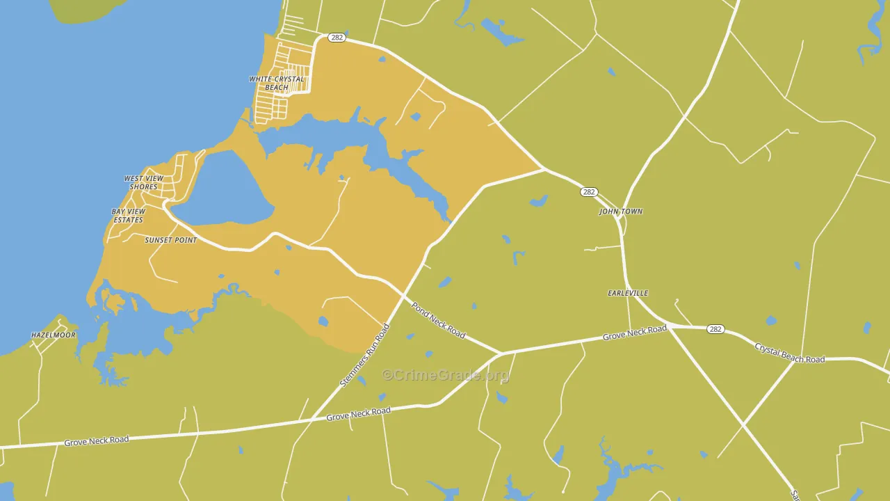 White Crystal Beach, MD Map of Murder Rates