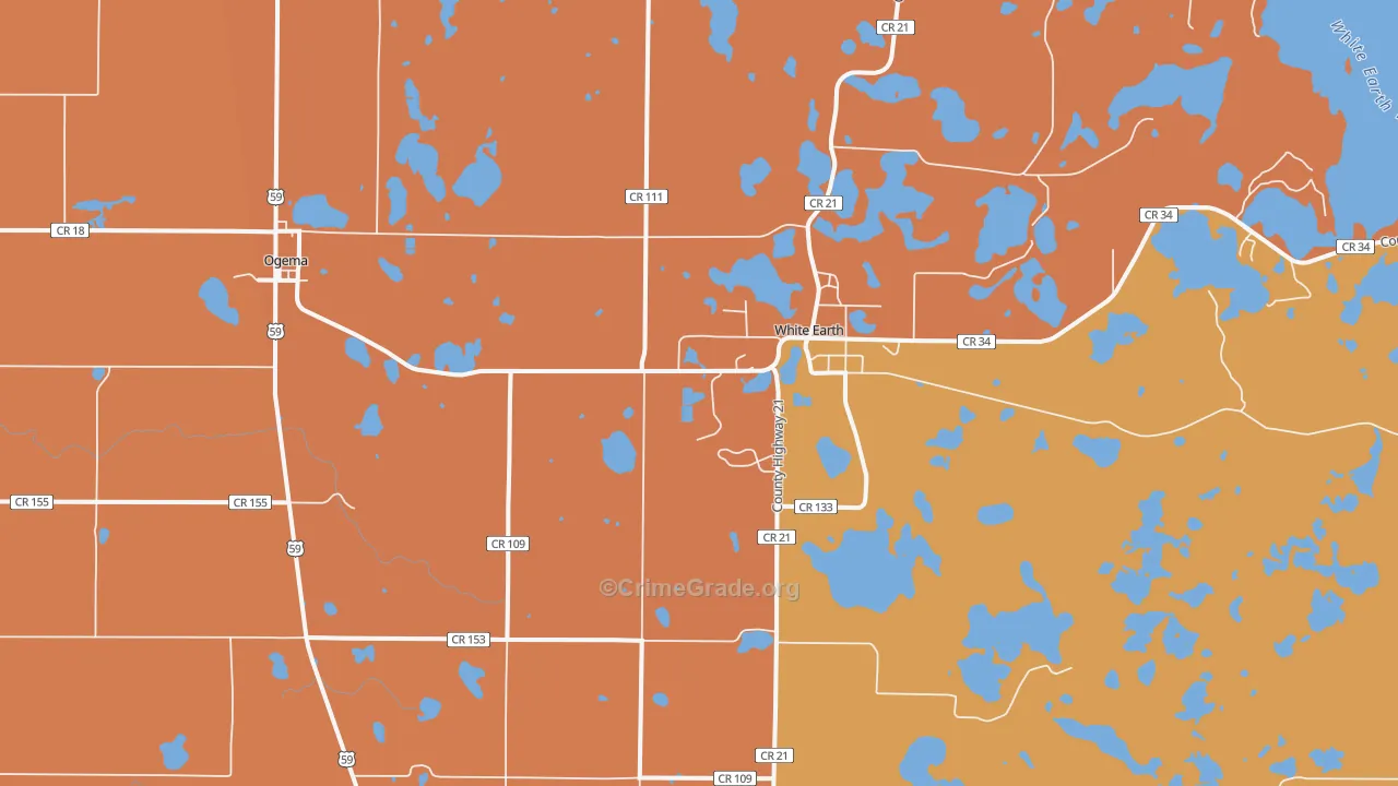 White Earth, MN Map of Murder Rates
