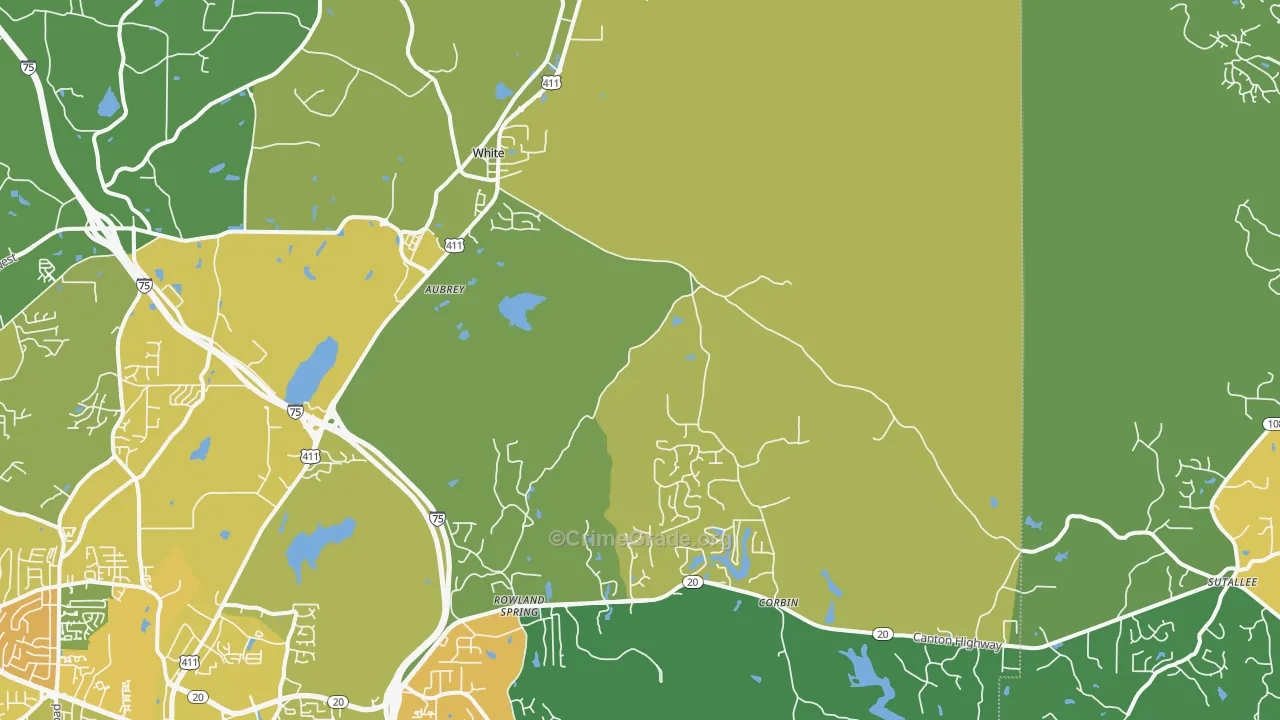 White, GA Map of Murder Rates
