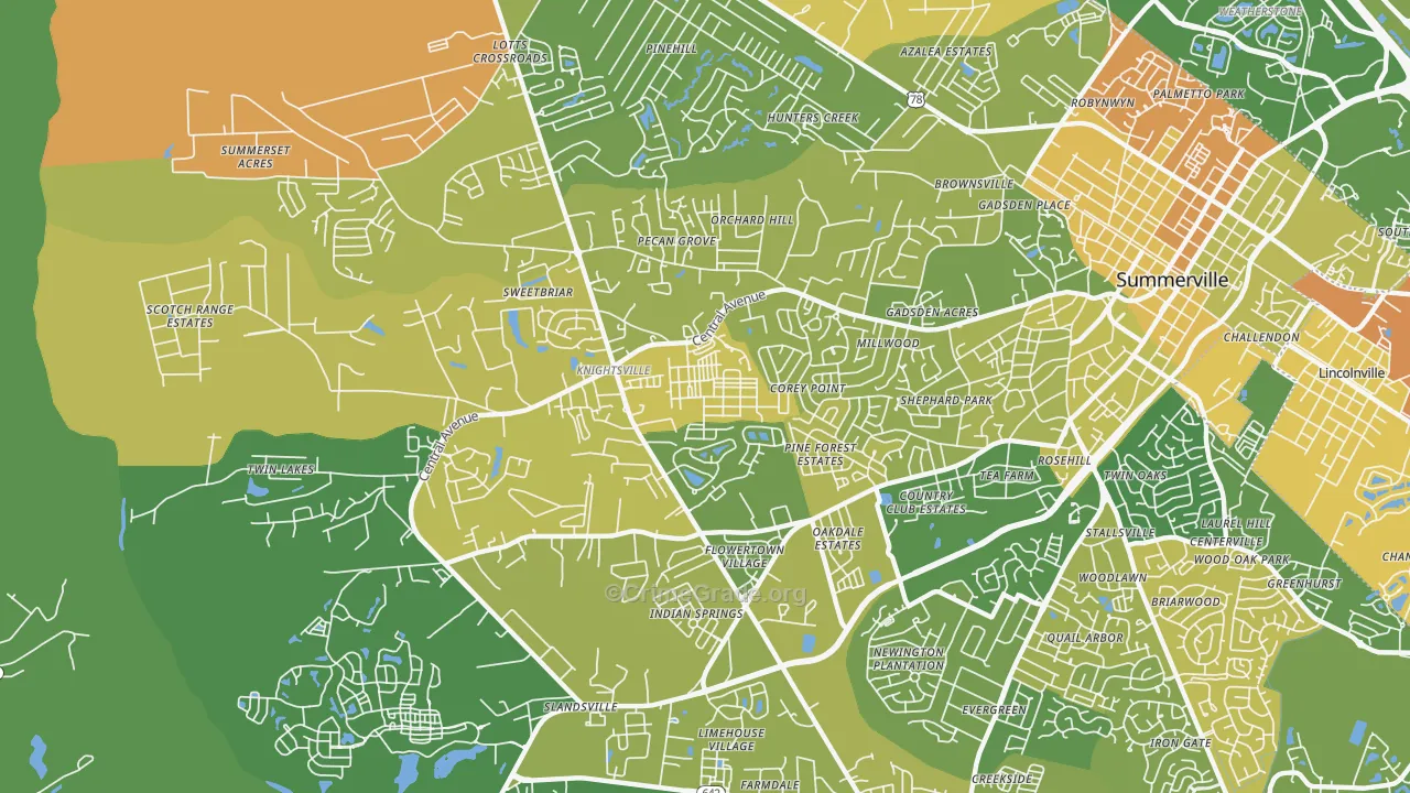 White Gables, Summerville, SC Map of Murder Rates